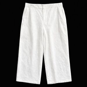 New J.Jill Wide Leg Pants Size Large Linen Blend Crisp White Coastal Beachy